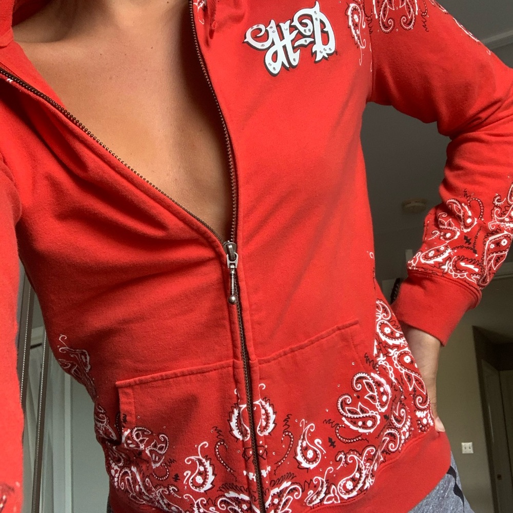 Red Harley Davidson Zip Up Hoodie